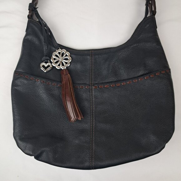 Brighton Kodiak Black and Brown Leather Hobo Shoulder Bag - Picture 3 of 16